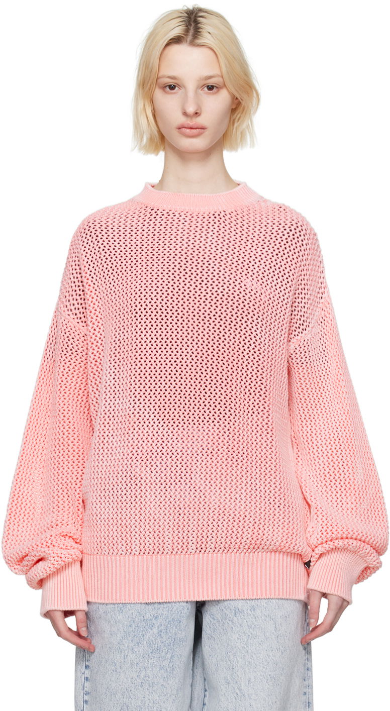 Villapaita MSGM Overdyed Cropped Knit Sweater Vaaleanpunainen | 3440MM110 237088