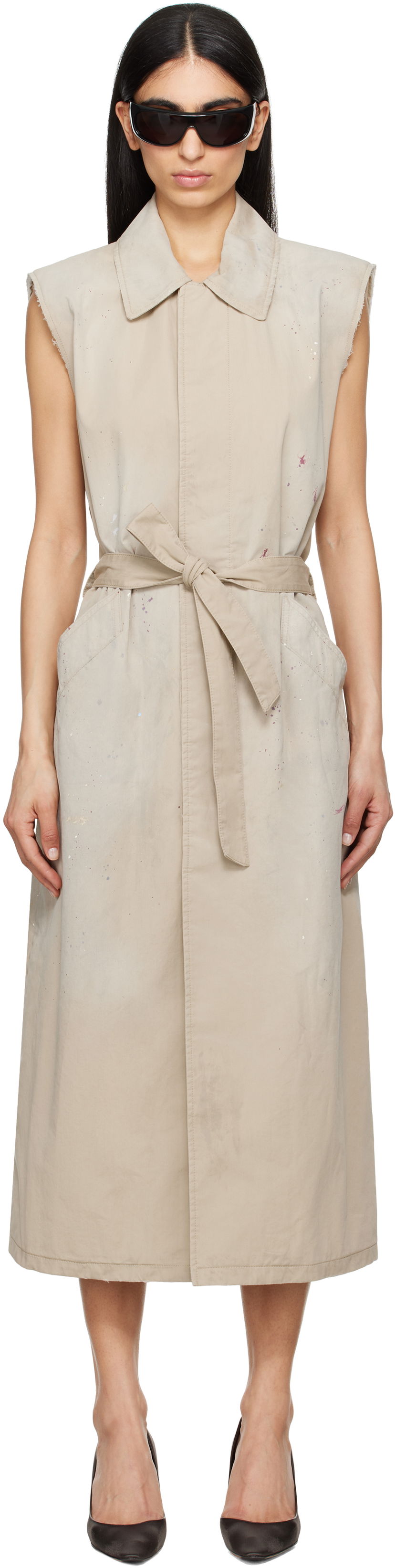 Mekko Maison Margiela MM6 Maison Margiela Sleeveless Trench Coat Beige | S62FB0082 S78537