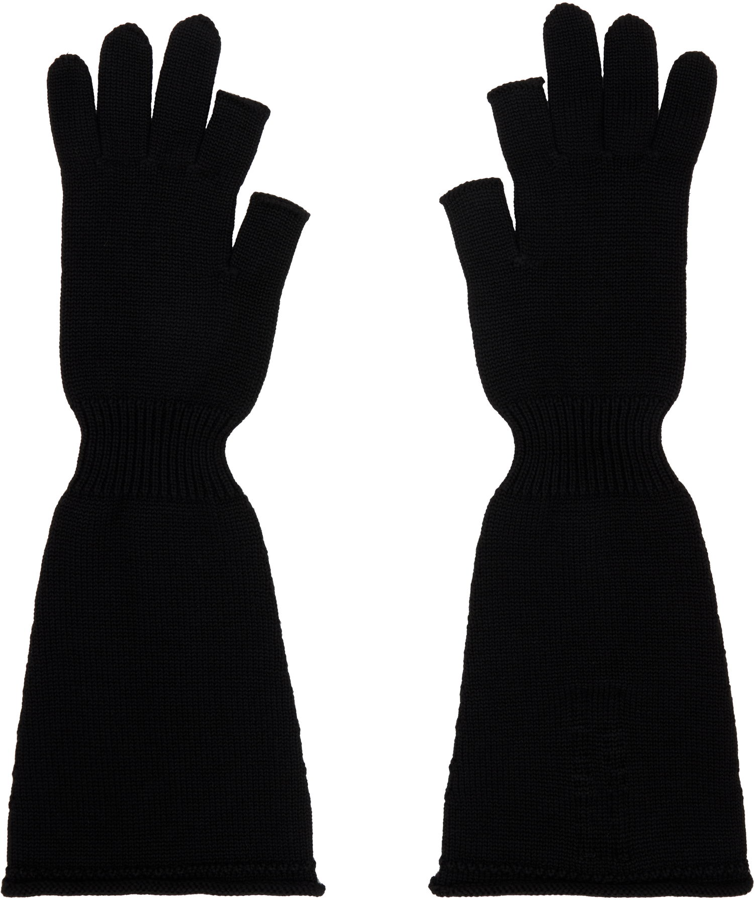 Käsineet Rick Owens Rick Owens Sphinx Long Fingerless Gloves Musta | RU02E1489 M, 1