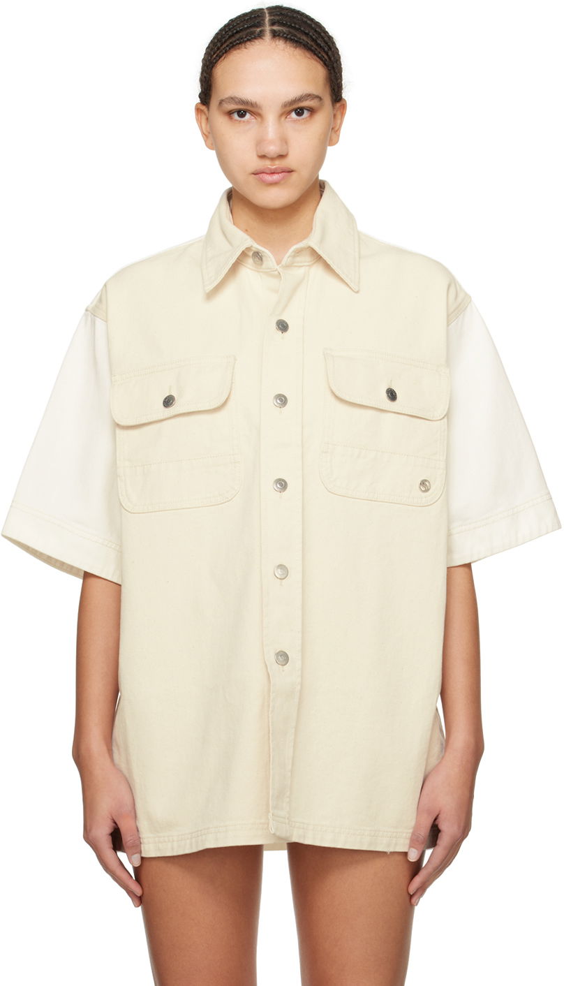 Paita Stella McCartney Stella McCartney Workwear Denim Shirt Beige | 6D02513SPH57