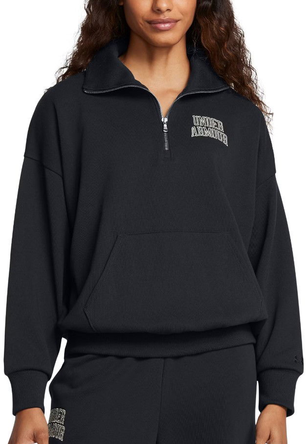 Huppari Under Armour Terry Oversized Half-Zip Sweatshirt Musta | 1386495-001