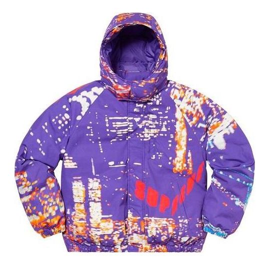 Puffer takki Supreme City Lights Print Puffy Jacket Violetti | SUP-SS20-356