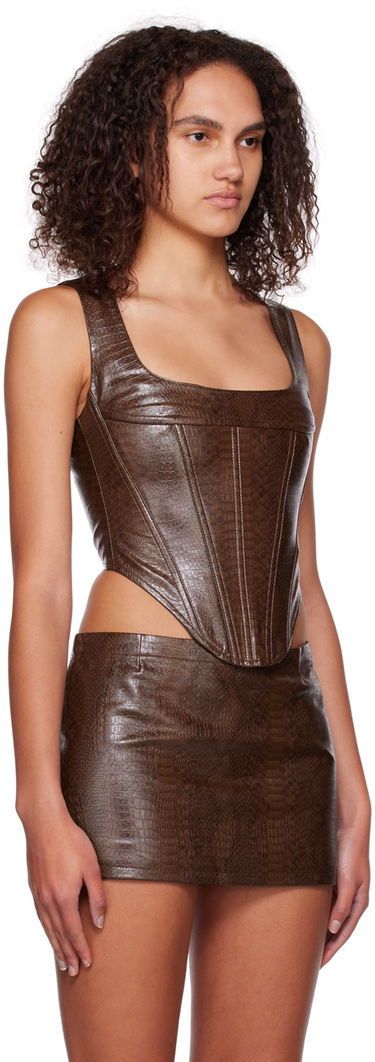 Hame Miaou Miaou Campbell Faux Leather Corset Tank Top Ruskea | 7020PYPCPY, 1