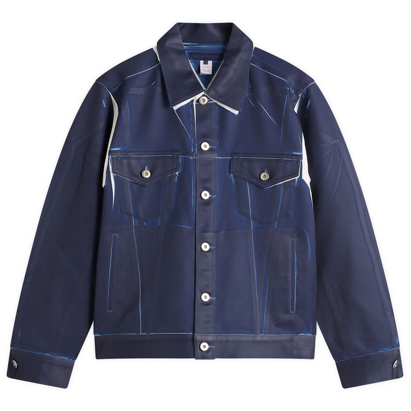 Bomber-takki Comme des Garçons CDG SHIRT Garment Printed Twill Trucker Jacket Sininen | FO-J503-051-1
