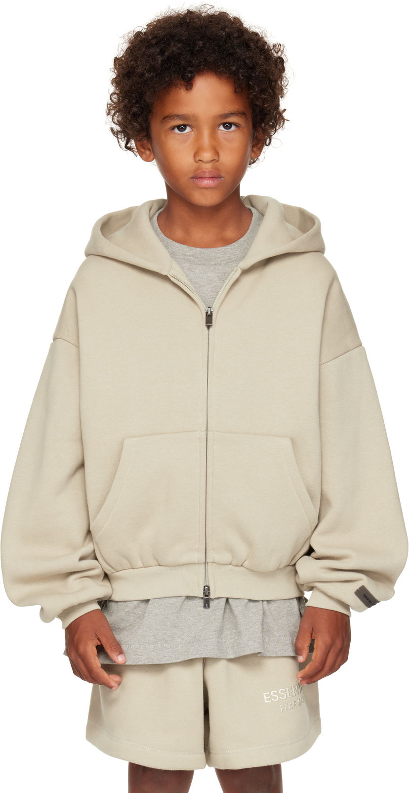 Huppari Fear of God ESSENTIALS Kids Fleece Zip-Up Hoodie Beige | 785SP252036K