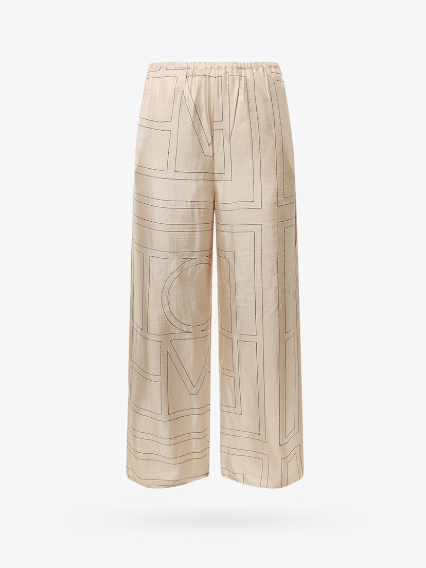 Housut TOTEME Geometric-Print Silk Wide-Leg Trousers by Toteme Beige | 213255707926