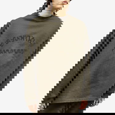 T-paita Fear of God ESSENTIALS Long Sleeve Printed T-Shirt Vihreä | 125SP242010F, 2