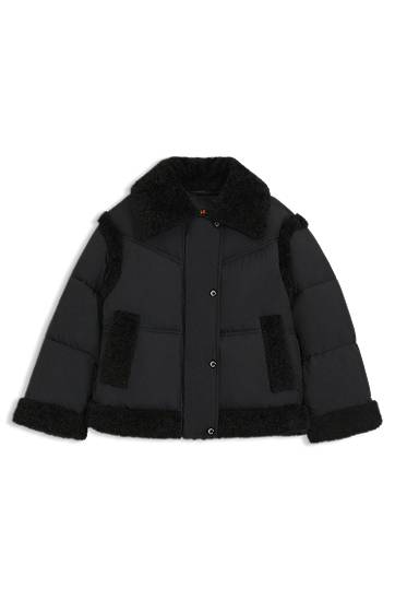 Puffer takki BOSS Water-repellent padded jacket with teddy trims Musta | 50548173, 0