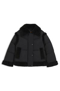 Water-repellent padded jacket with teddy trims