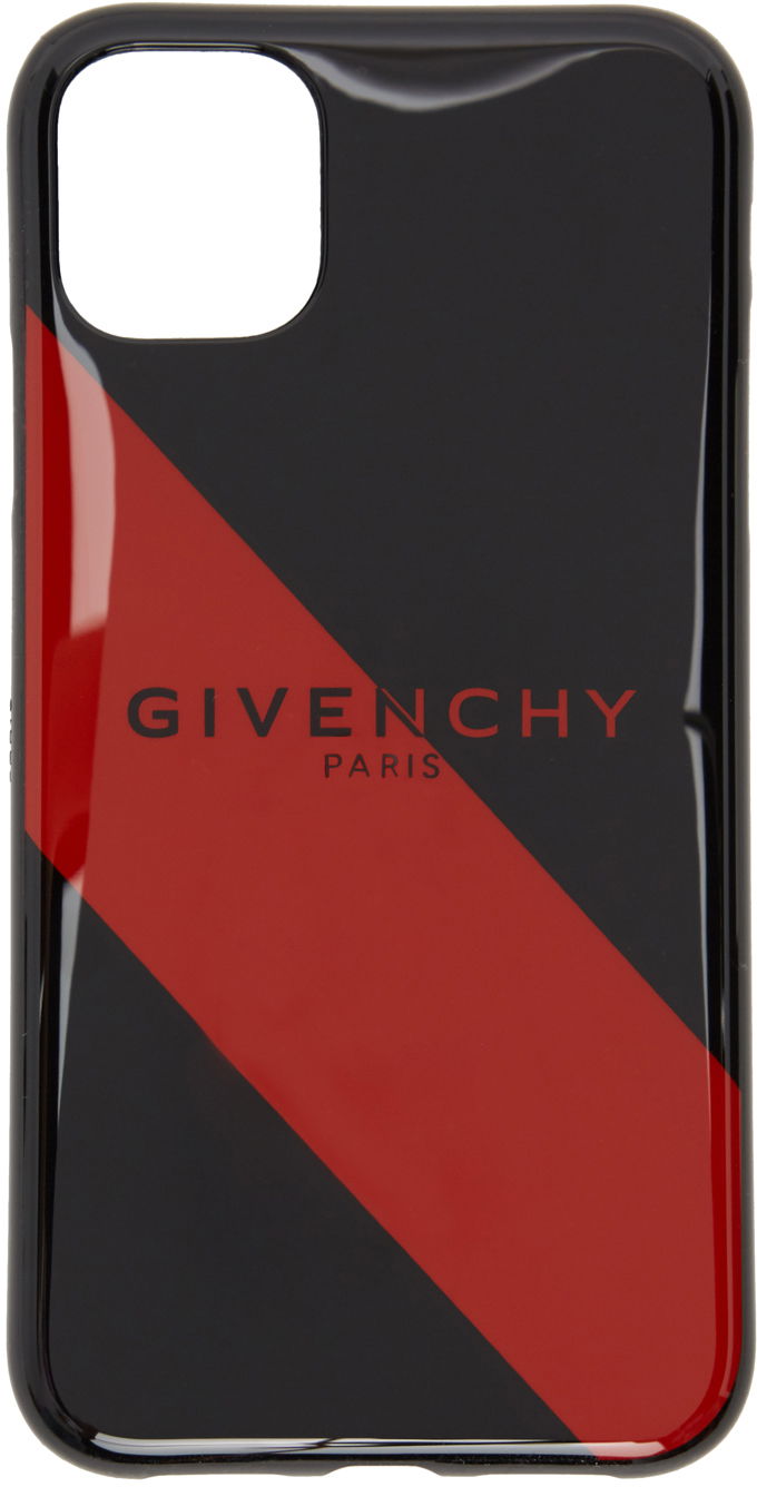 Avaimenperät Givenchy Striped Logo iPhone 11 Case Musta | BK604QK119