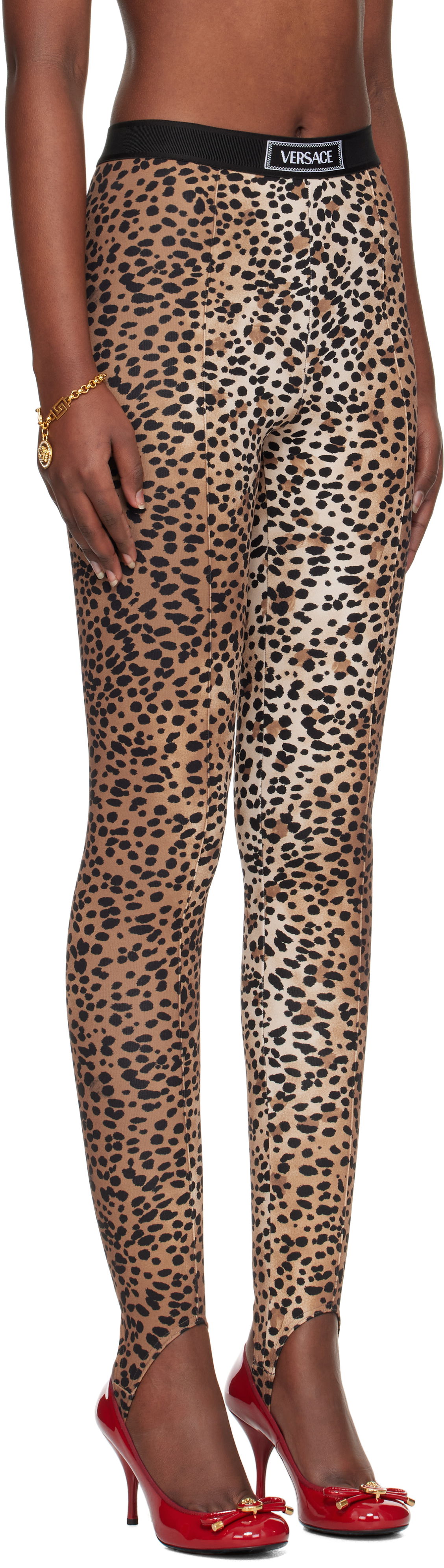 Leggingsit Versace Versace Leopard Print Stirrup Leggings Ruskea | 1015879_1A13676_5N540, 1
