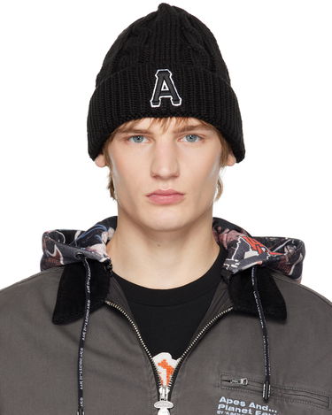 Pipo AAPE by A Bathing Ape A Bathing Ape Aape Main Knit Beanie with Logo Musta | AAPHTM5288XXNBKX, 0