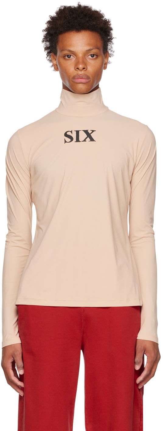 T-paita Maison Margiela 'Six' Print Turtleneck Beige | S62NC0110 S20518