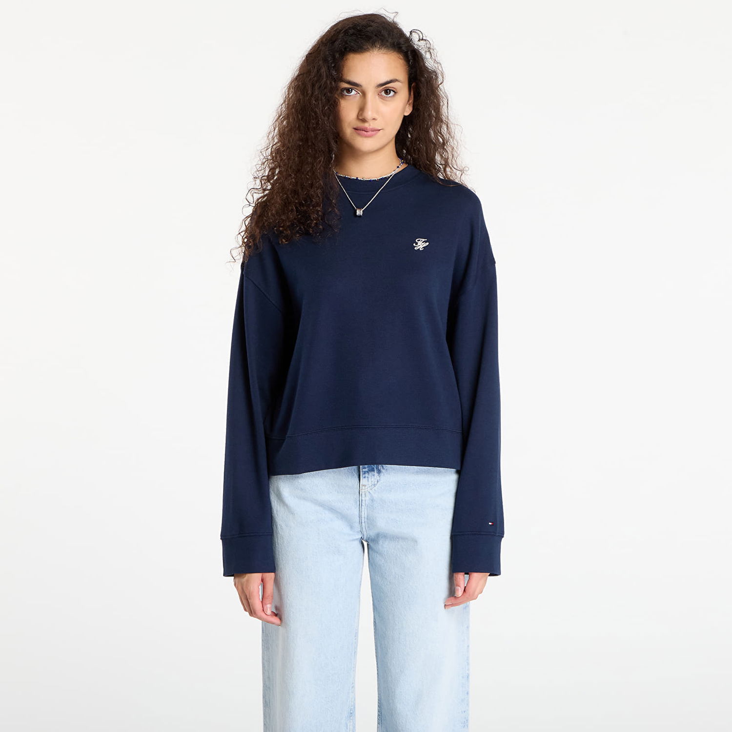Huppari Tommy Hilfiger Tommy Hilfiger Script Pique Sweatshirt Tummansininen | WW0WW46152 C1G, 0