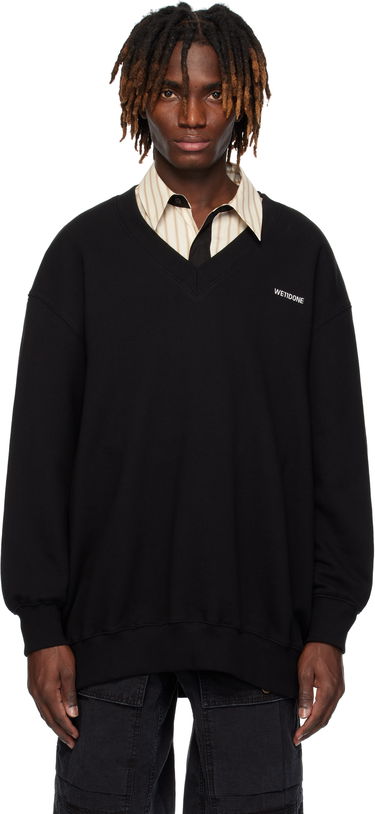 Villapaita We11done We11done Oversized V-Neck Sweatshirt Musta | WD-TS0-25-773-U-BK, 0