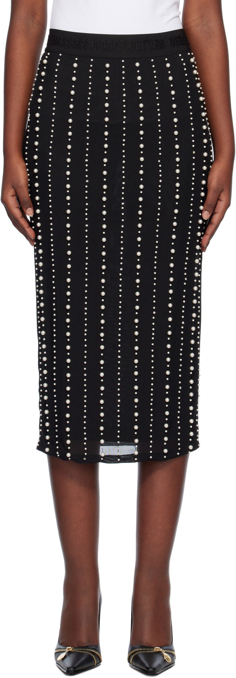 Hame Versace Embellished Midi Skirt Musta | E77HAEI06_ECJM01