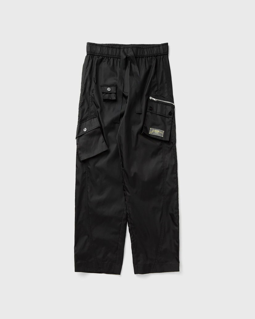 Cargo housut GANNI Ganni Duchesse Nylon Elasticated Cropped Pants Musta | W0476-099