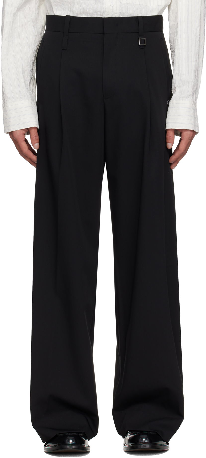 Housut WOOYOUNGMI WOOYOUNGMI Wool Wide Leg Trousers Musta | W251PT03