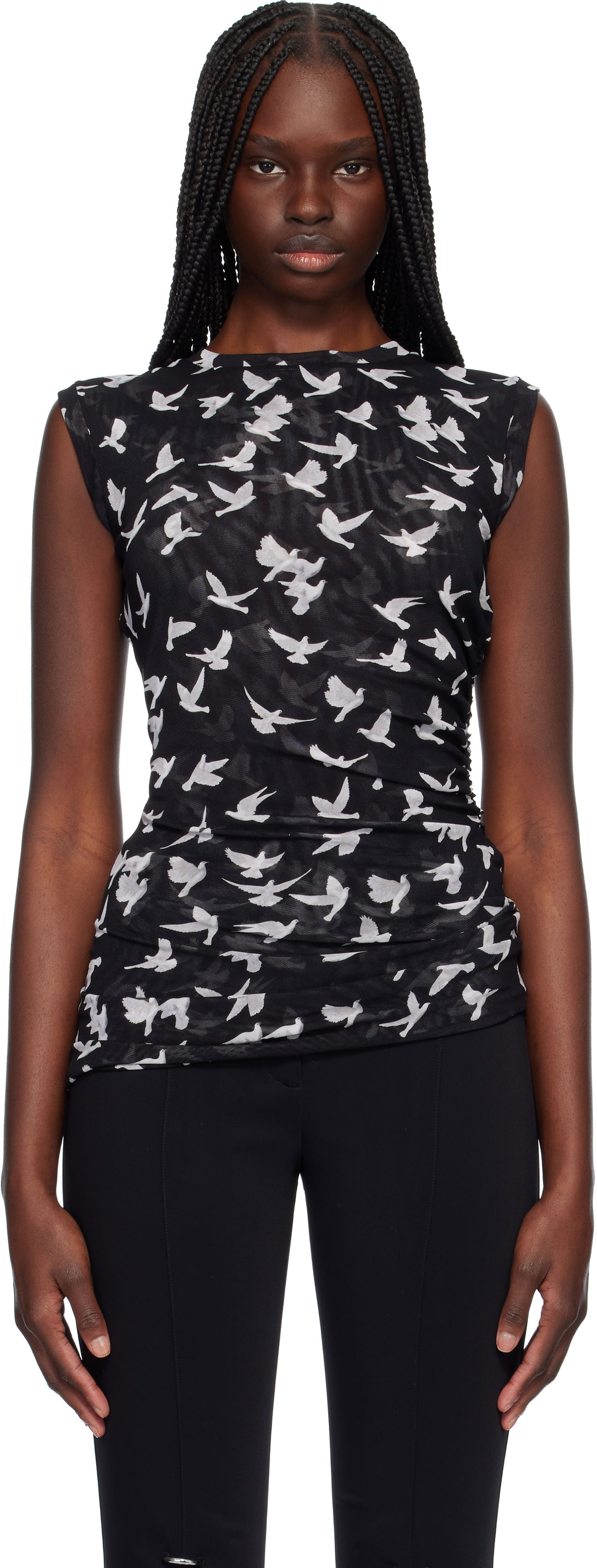 Tankkitoppi Stella McCartney Stella McCartney Mesh Flying Bird Top Musta | 6J03113SPZ89, 0