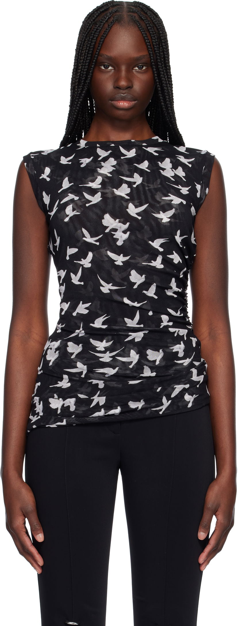 Tankkitoppi Stella McCartney Stella McCartney Mesh Flying Bird Top Musta | 6J03113SPZ89