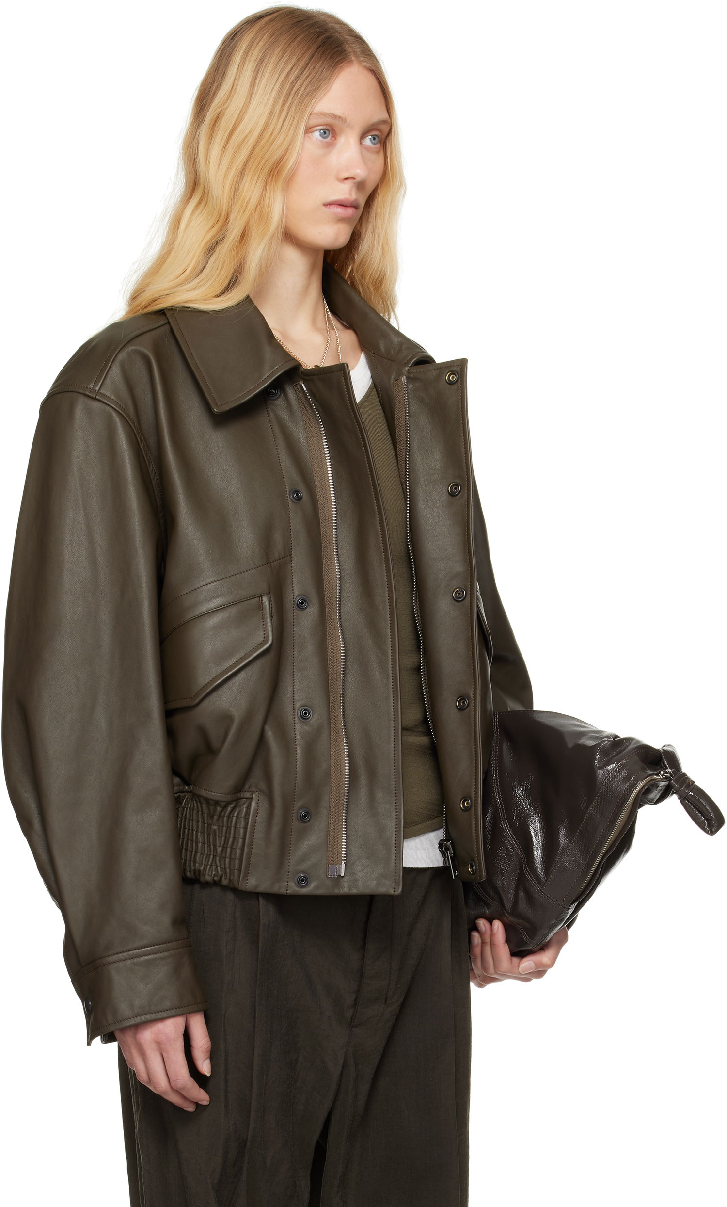 Bomber-takki LEMAIRE Lemaire Soft Nappa Leather Jacket Vihreä | OW1135 LL0095, 1