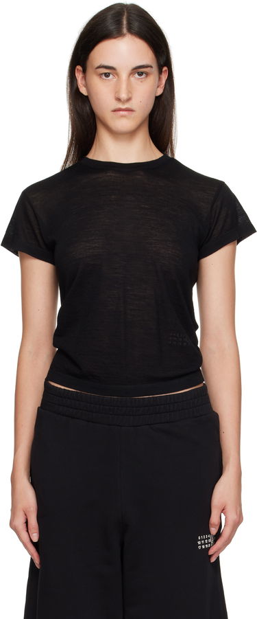 T-paita Maison Margiela MM6 Maison Margiela Sheer Wool T-Shirt Musta | S52GC0354 M20123, 0