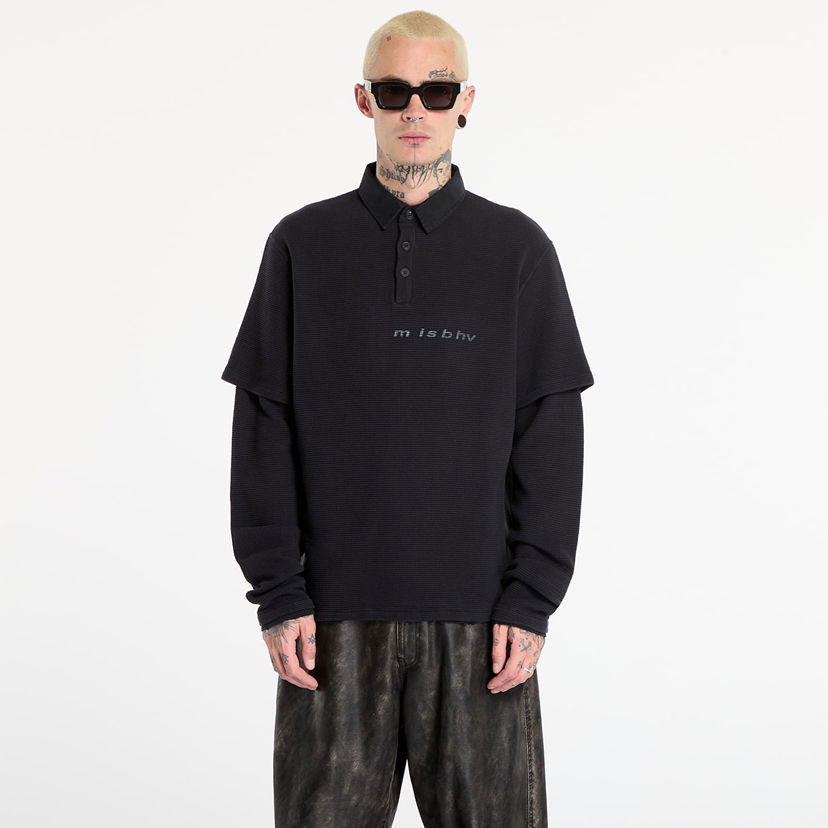 Poolopaita MISBHV Waffle-Knit Layered Polo Longsleeve Musta | 251M153