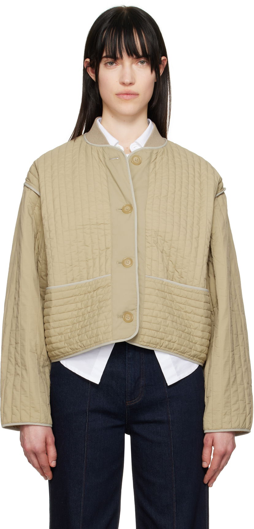 Bomber-takki rag & bone Rag & Bone Marley Quilted Jacket Beige | WAW25S20146114