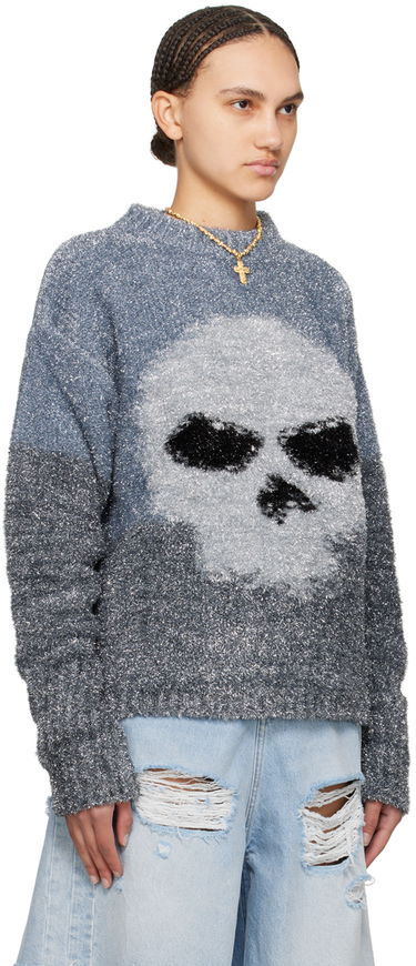 Villapaita ERL Intarsia Knit Skull Sweater Harmaa | ERL08N367, 1