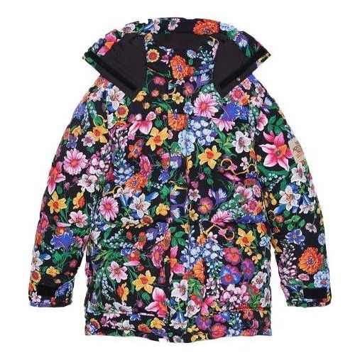 Puffer takki Gucci Floral Print Down Jacket Musta | 648858-XAABX-1037