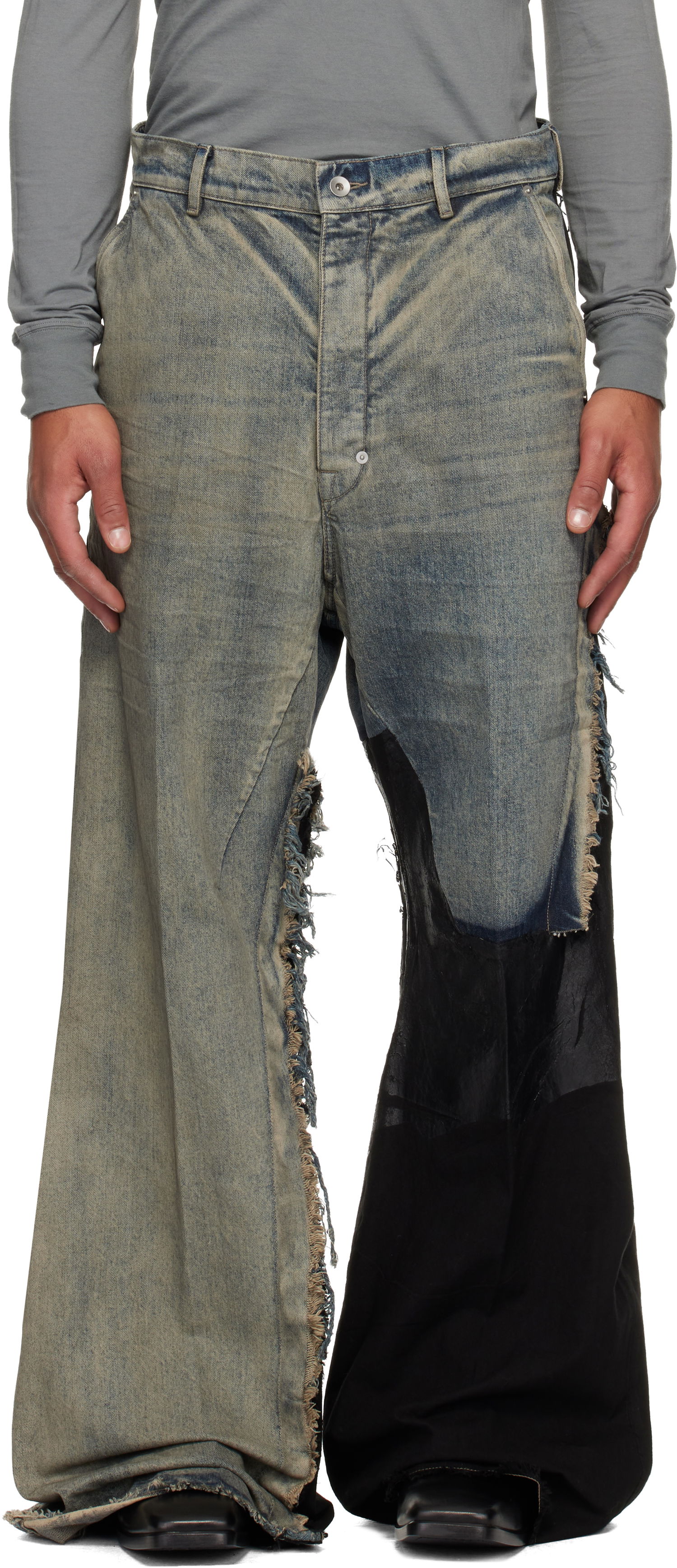 Jeans Rick Owens Concordians Joris Distressed Patchwork Wide-Leg Jeans Monivärinen | RR02E1308 DWG769, 0