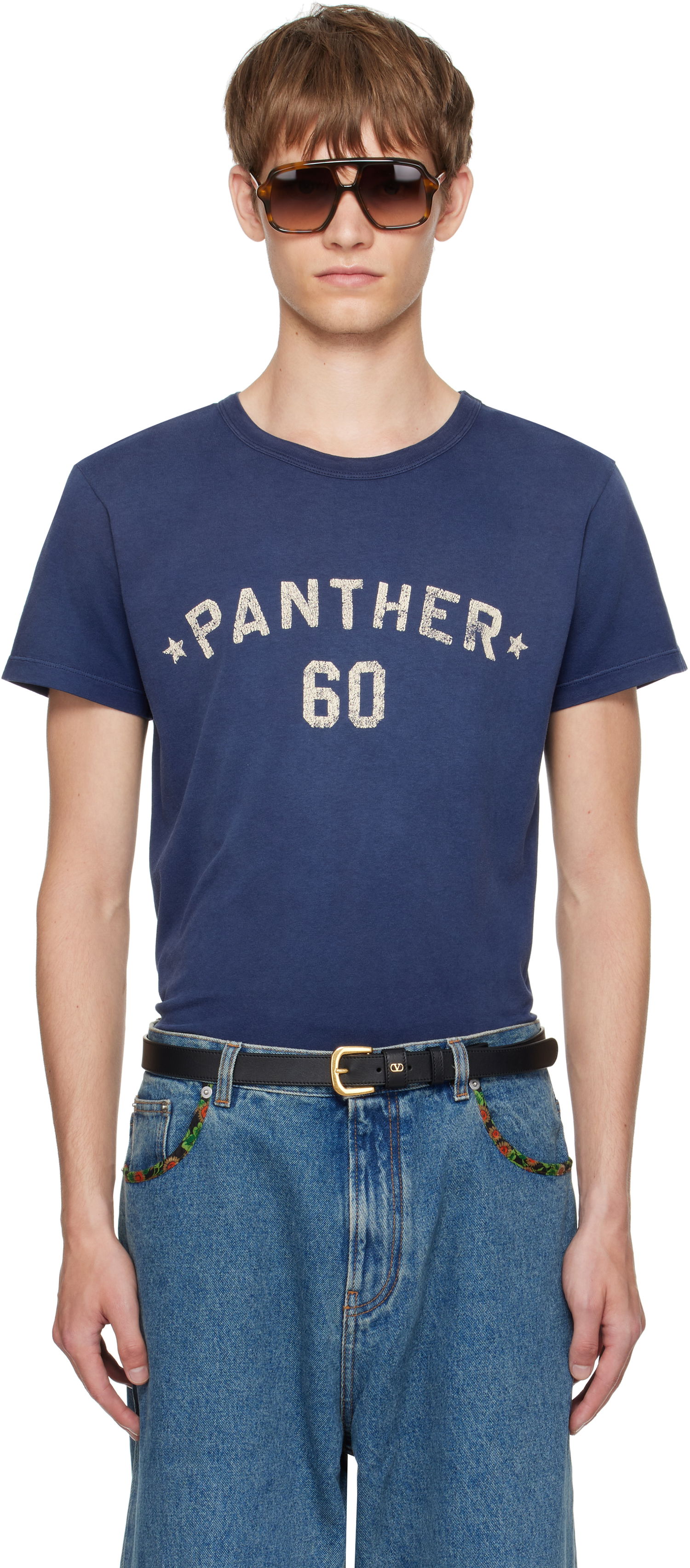 T-paita Valentino Valentino 'Chez Valentino' Panther 60 Graphic T-Shirt Sininen | 7V3MG17EAYD, 0