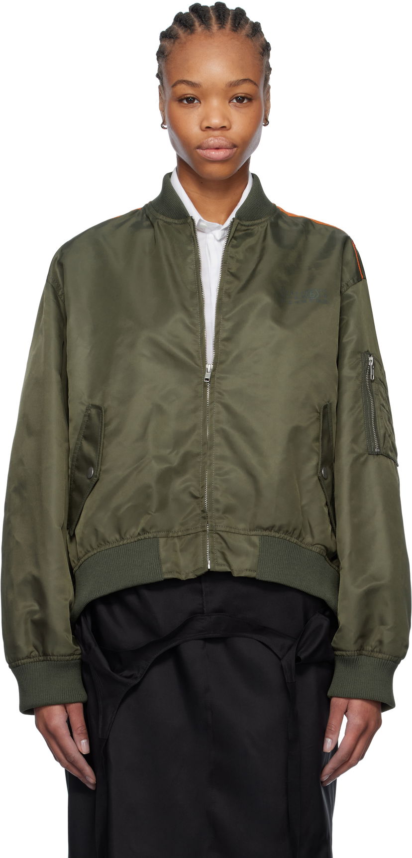 Bomber-takki Maison Margiela MM6 Maison Margiela Spliced Bomber Jacket Vihreä | S52AM0315 M35257