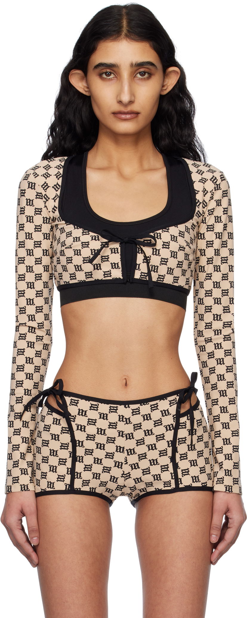 Verryttelypuku MISBHV MISBHV Monogram Coquette Shrug Beige | 250W113