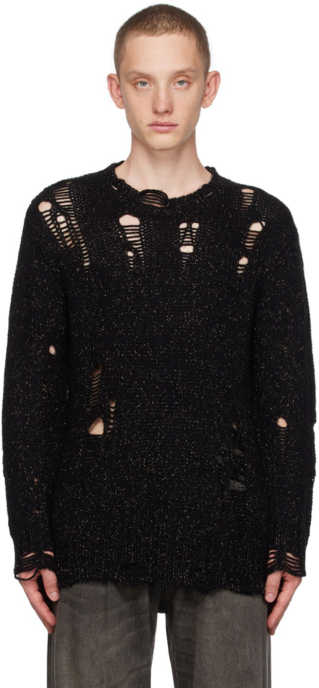 Villapaita R13 R13 Distressed Knit Sweater Musta | R13WY184-Y103B