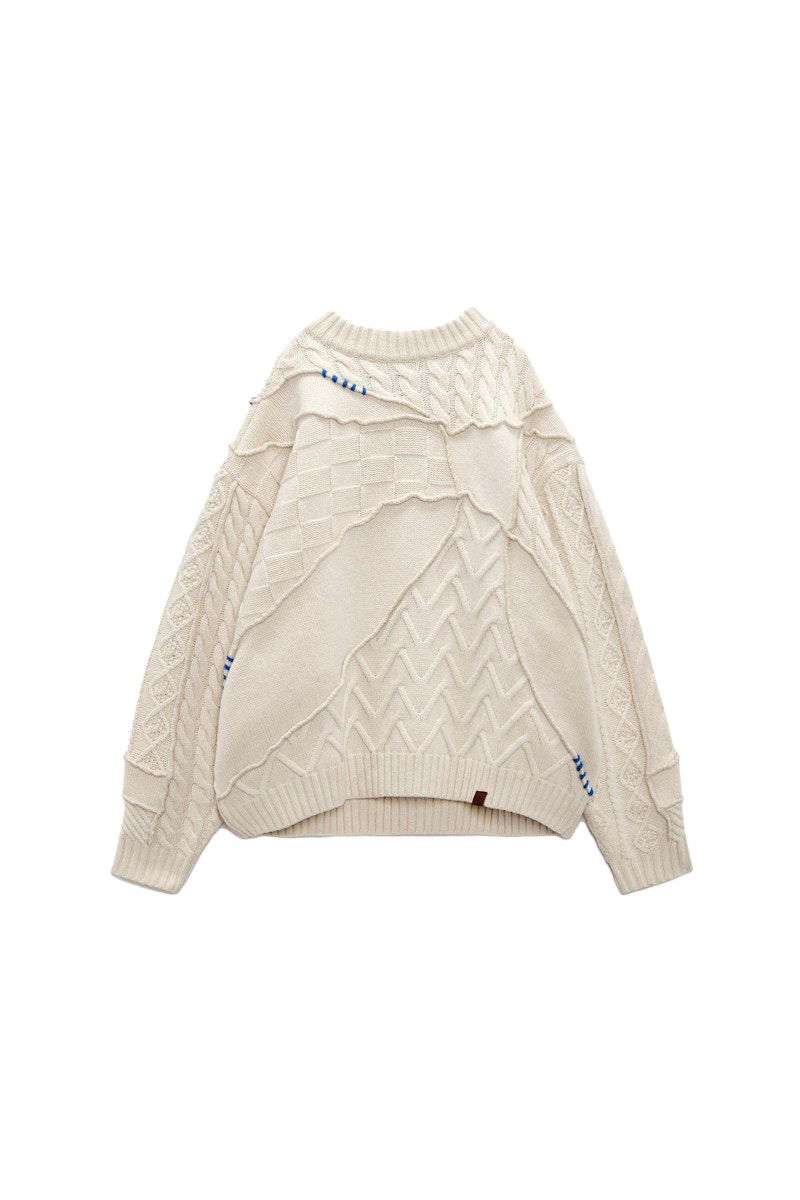 Villapaita ADER ERROR Zara x Oversized Patchwork Knit Sweater Valkoinen | 5755/002