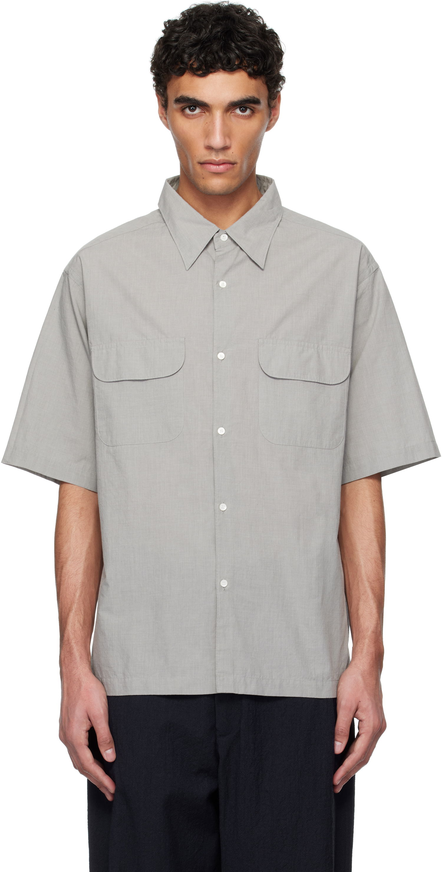 Paita NANAMICA nanamica Regular Collar End on End Short Sleeve Shirt Harmaa | S25SG075U, 0