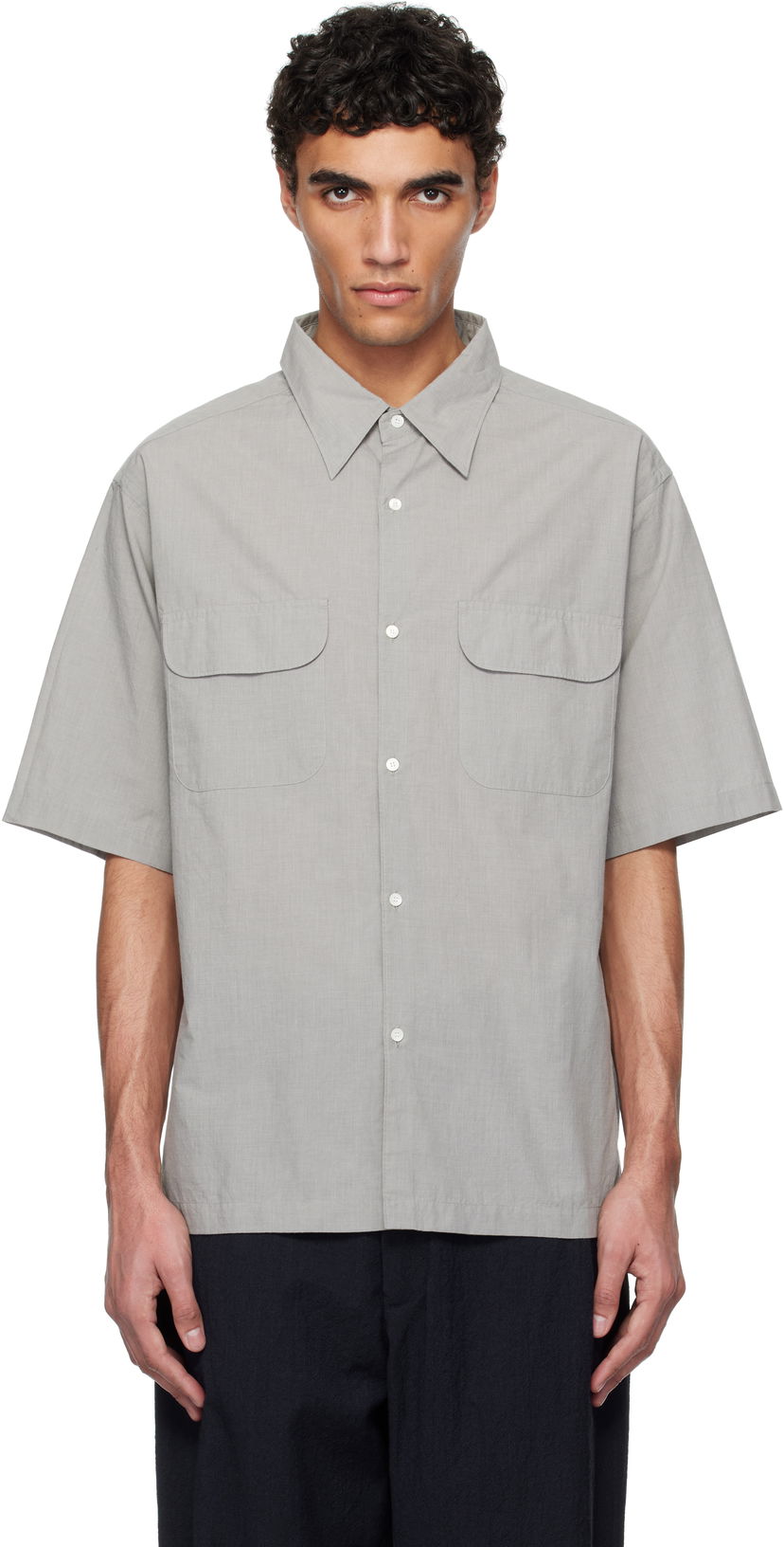 Paita NANAMICA nanamica Regular Collar End on End Short Sleeve Shirt Harmaa | S25SG075U