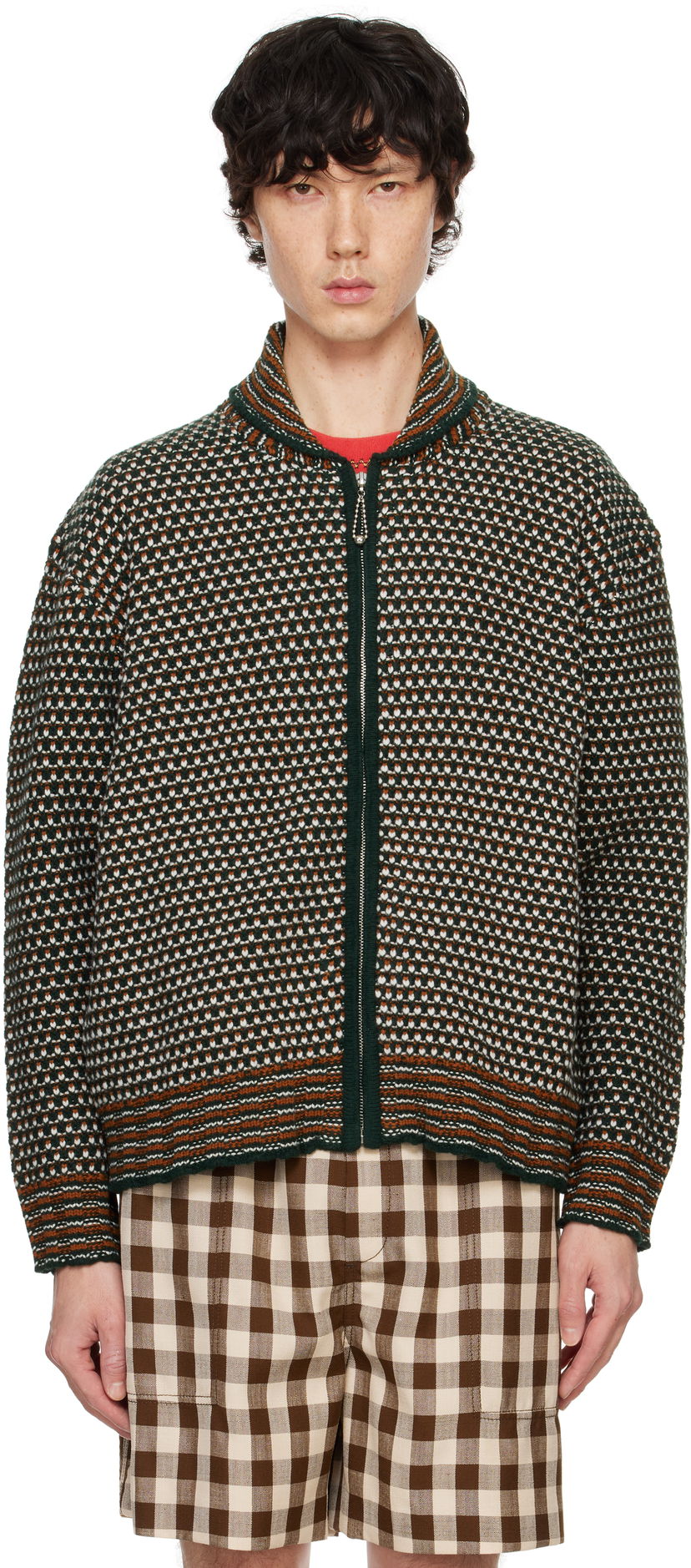 Villapaita Bode Bode Schenectady Zip-Up Knit Sweater Vihreä | MRF24KT018