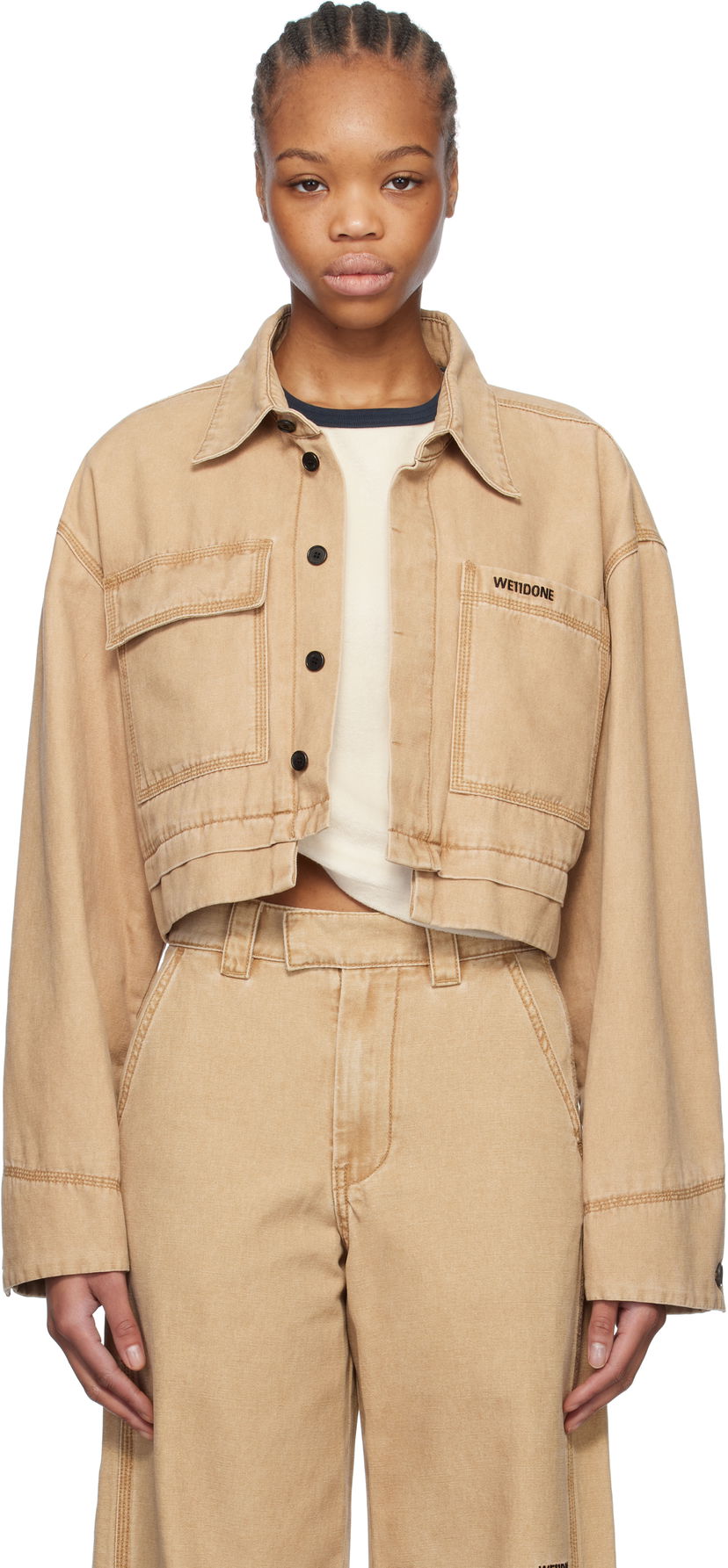 Takki We11done We11done Cropped Work Jacket Beige | WD-JK0-25-055-W-BG