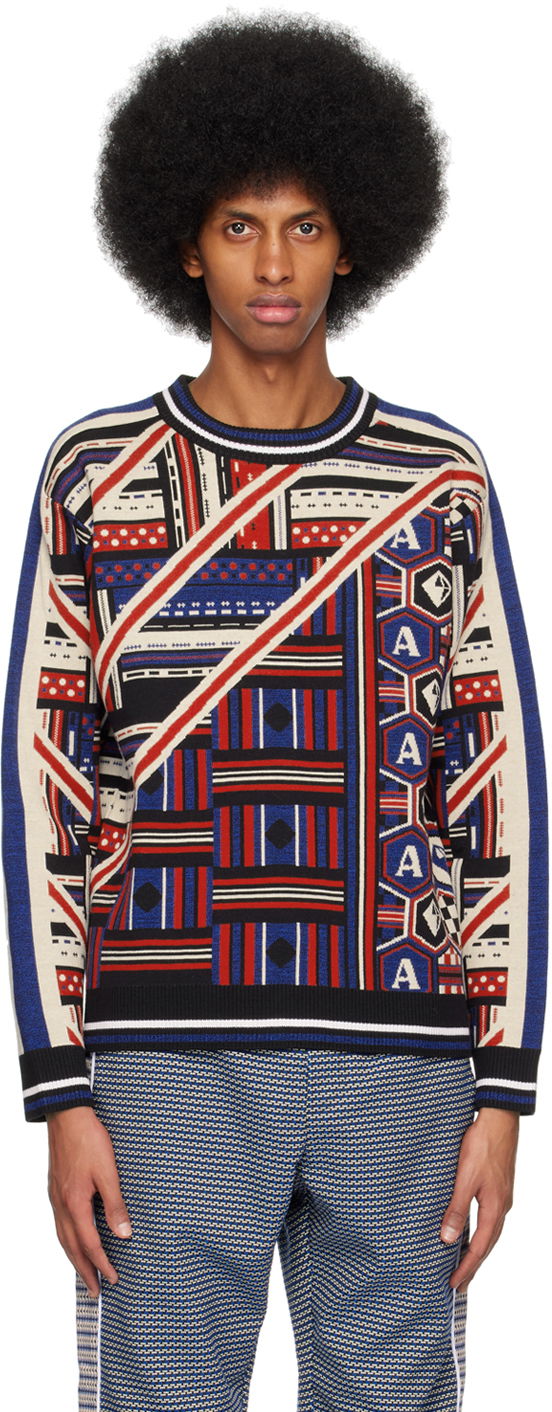 Villapaita Ahluwalia Geometric Pattern Knit Sweater Sininen | M-AHLU-KN005-SS23-YA01-BL