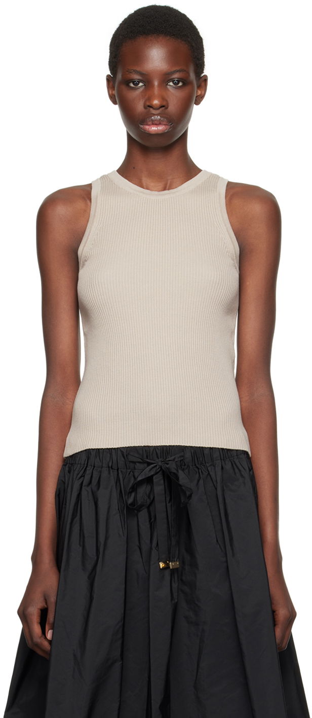 Tankkitoppi Max Mara Ribbed Knit Tank Top Beige | 2429366081600