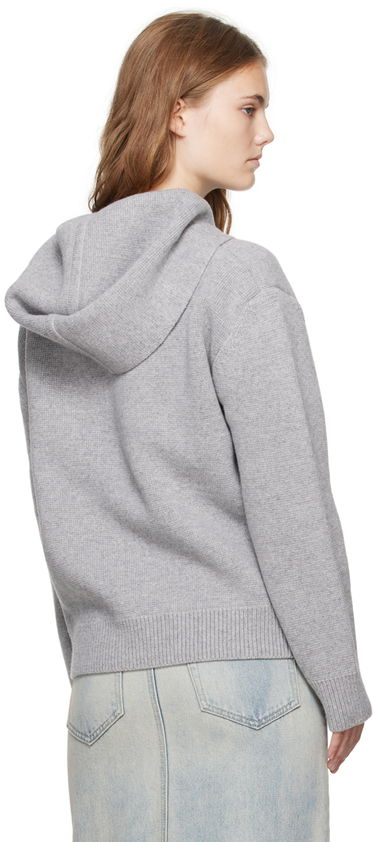 Huppari We11done We11done Embroidered-Logo Zip-Up Hoodie Harmaa | WD-KJ2-24-605-W-GY, 2
