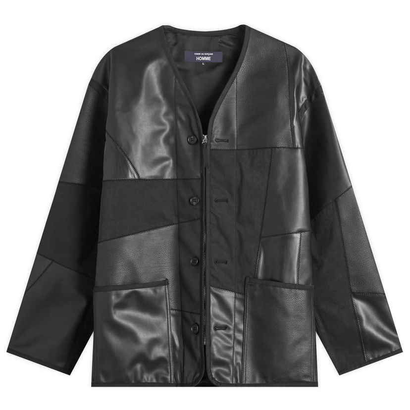 Takki Comme des Garçons Homme Leather Mix Jacket Musta | HP-J010-W25-1