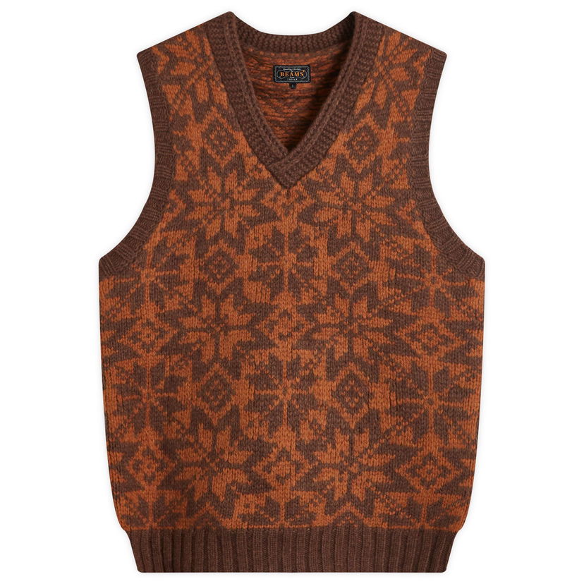 Villapaita BEAMS Beams Plus Snow Pattern Knit Vest Ruskea | 3805-0047-156-28