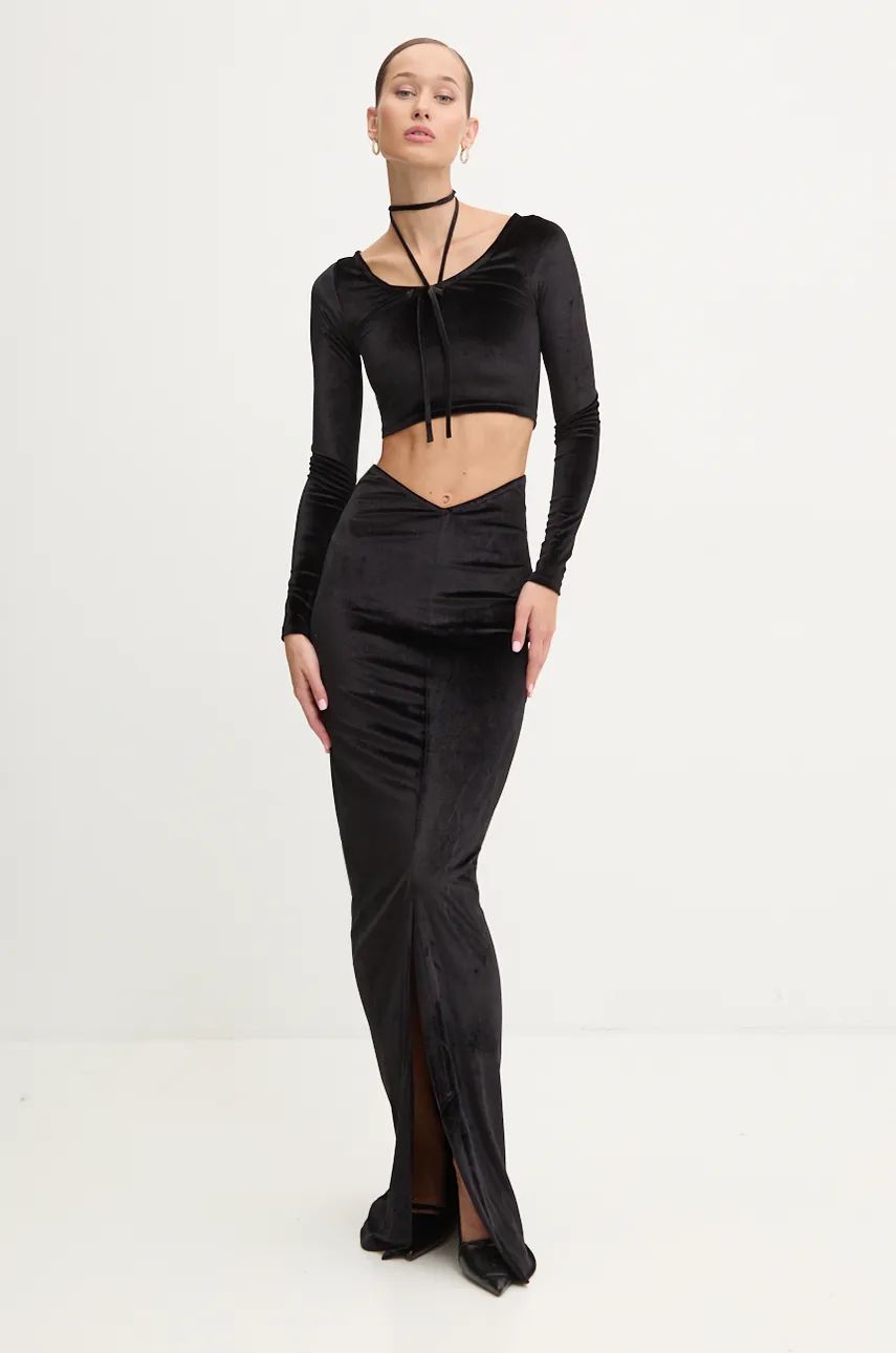 Hame Fiorucci Fiorucci Maxi Velvet Skirt Musta | W01FMBSK236VR01BK01, 0
