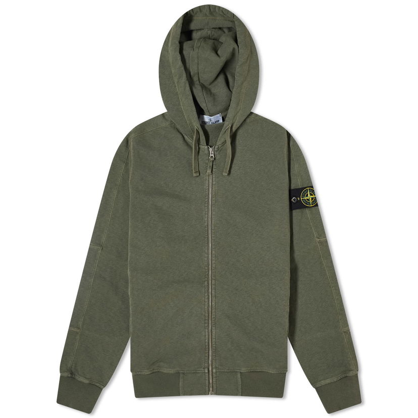 Huppari Stone Island Garment Dyed Malfile Zip Hoodie Vihreä | 801563160-V0159