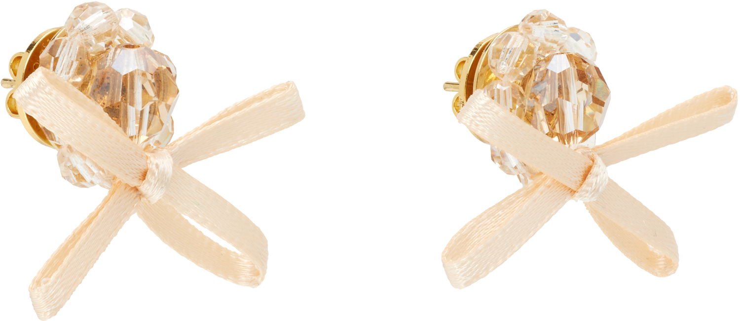 Korvakorut Simone Rocha Simone Rocha Petite Bow Daisy Stud Earrings Beige | ERG552 0903, 1