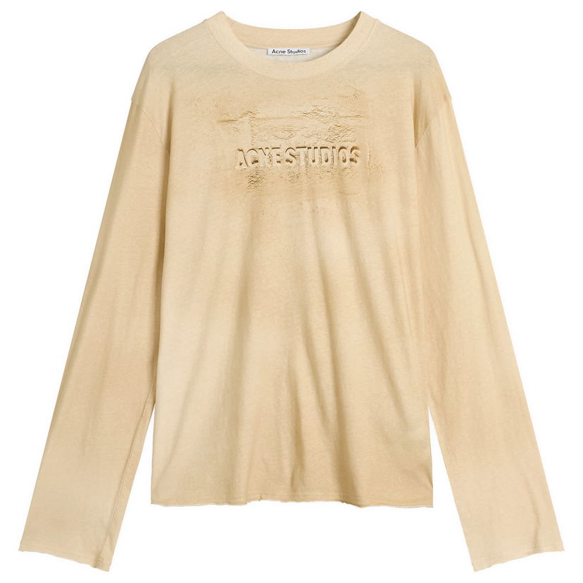 T-paita Acne Studios Men's Long Sleeve Faded Logo T-Shirt, Size Large Beige | CL0361-AE0