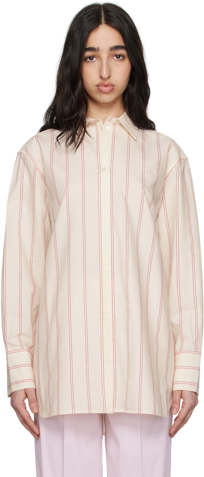 Paita TOTEME TOTEME Relaxed Striped Shirt Valkoinen | 252-WRT1415-FB0388